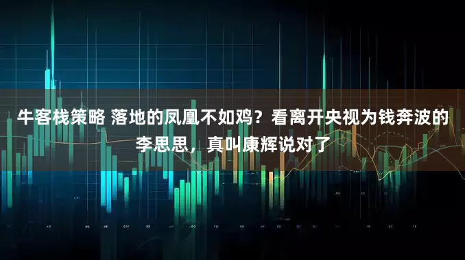 牛客栈策略 落地的凤凰不如鸡？看离开央视为钱奔波的李思思，真叫康辉说对了